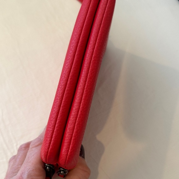 Coach Red Pebble Leather Wristlet Wallet Zip Pouch NWT - Picture 6 of 7